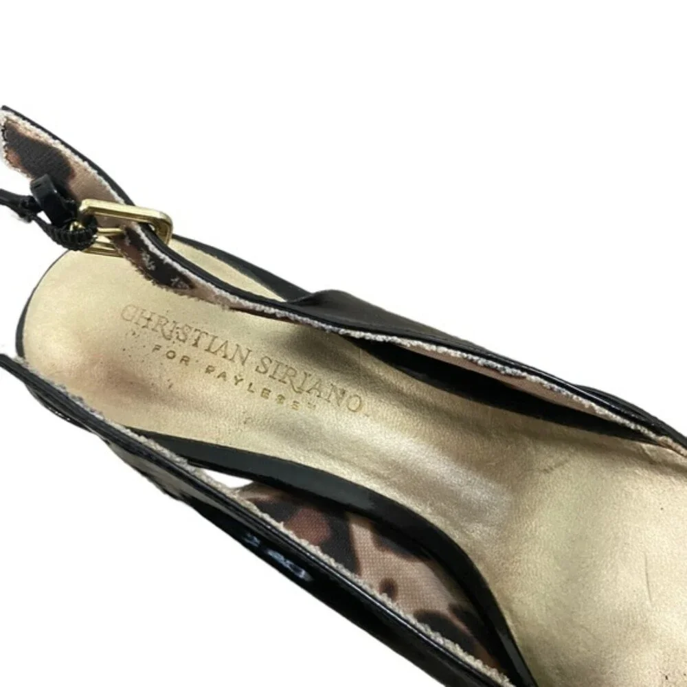 Christian Siriano Patent Peep Toe Sling Back Slight Platform Heel